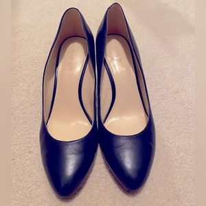 NEW Nine West Jazzin Almond Toe Wedges, Size 7M, Color: Navy Leather